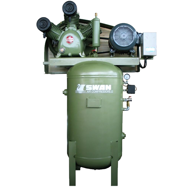 Swan Air Compressor 12Bar 7.5HP 850rpm 633L/min 260kg HWP-307V - Click Image to Close